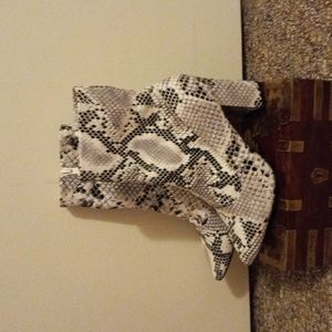 CHC black and white snakeskin boots size 37